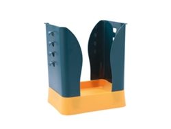 Cubo de basura de plástico de gran capacidad con soporte expandible para bolsas, azul y amarillo