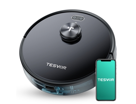 Robot aspirador TESVOR S4 con tecnología avanzada de navegación láser Lidar Aspira y fregona 22000 Pa hasta 120 min con batería