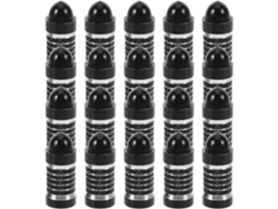 Paquete De 20 Tapones De Válvula De Metal Negro Con Ribete De Encaje Plateado, Vástagos Americanos Largos.