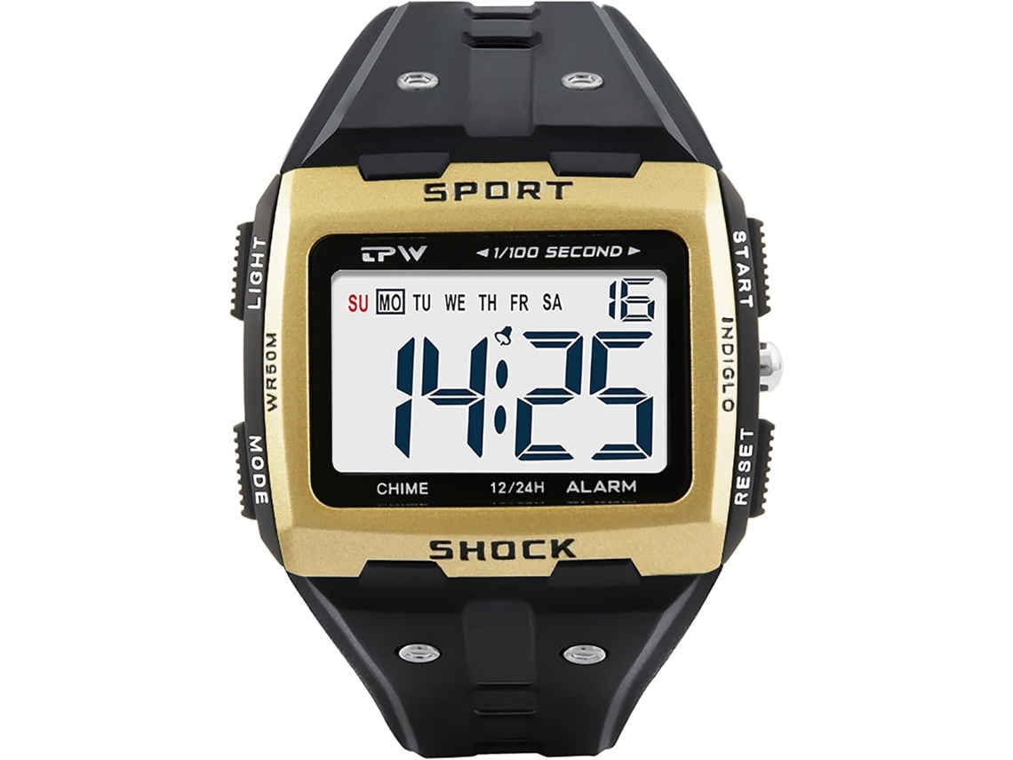Reloj digital para hombre Reloj de pulsera deportivo resistente al agua-Oro