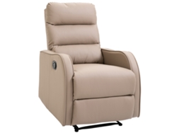 Sillón Reclinable De 160° Máx. Con Reposapiés, En Piel Sintética, Madera Y Acero, 65x89x100 Cm, Marrón Claro.