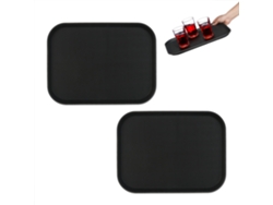 Relaxdays Set 2 Bandejas Bar, Superficie Antideslizante, Plato Rectangular Servir, Bebidas, Gastronomía, 41x30 Cm, Negro