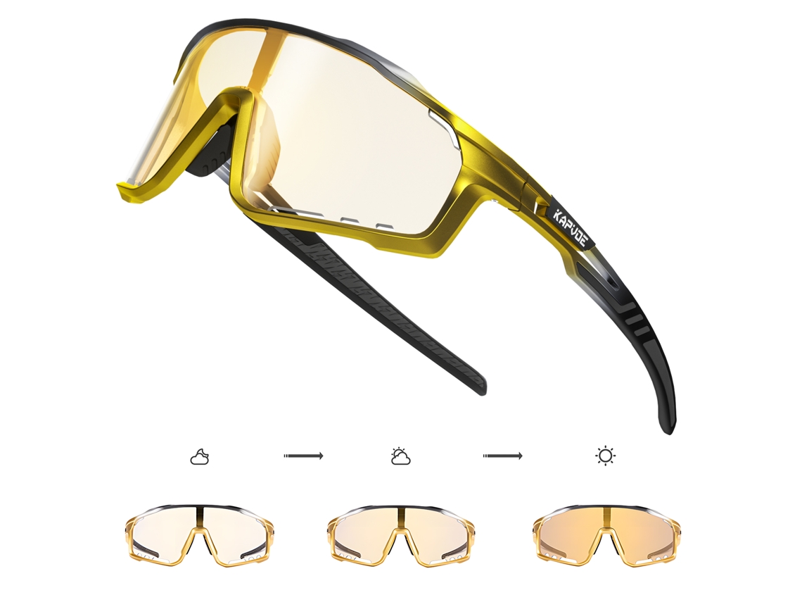 Gafas de ciclismo fotocromáticas unisex con protección UV400 MDUG (doradas)