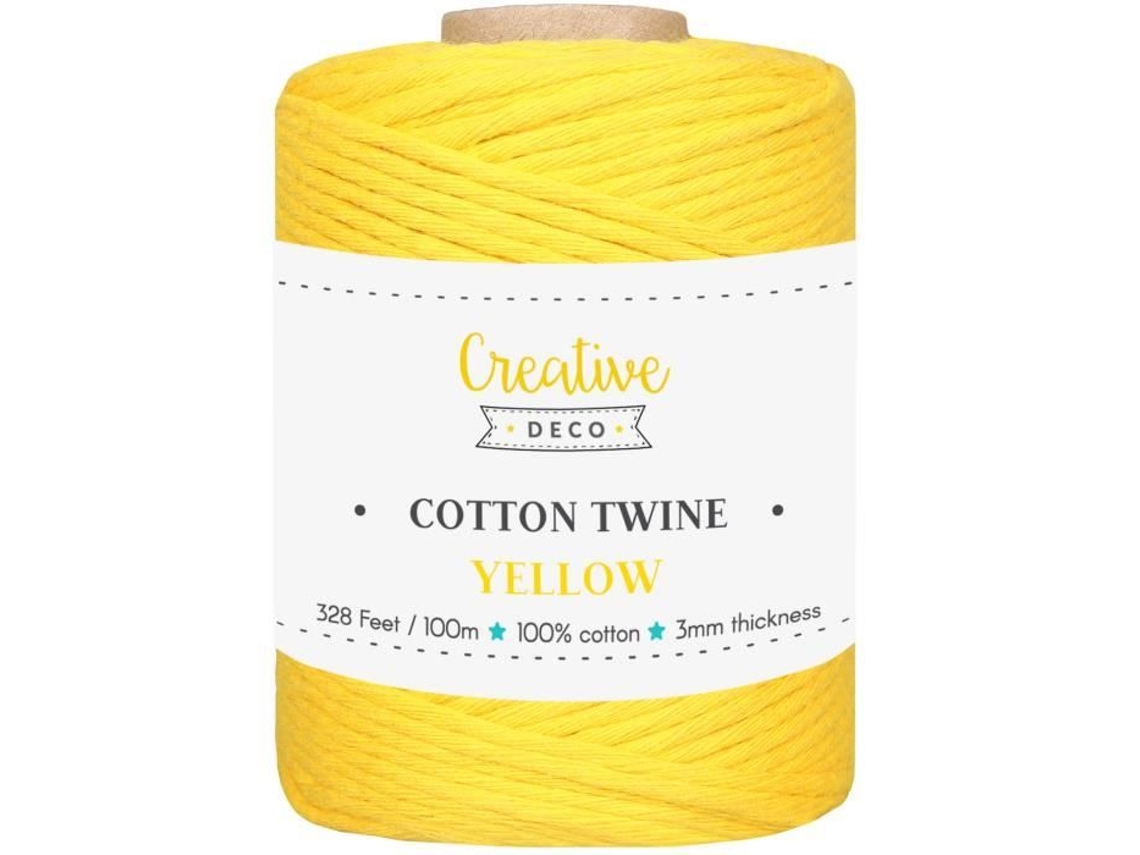 Cuerda Macramé Algodon 3Mm X 100M Hilo Amarillo De 15 Hojas CREATIVE DECO