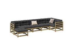 Conjunto de sofás de jardín de 7 piezas en madera de pino impregnada DKD Home Decor