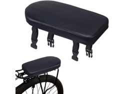 Asiento trasero universal acolchado para bicicleta Tommy01, cuero sintético negro
