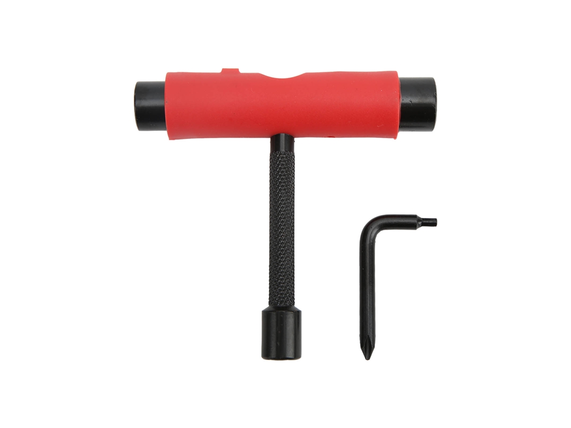 Llave En T Y En L Para Monopatines Y Longboards, Llave De Mantenimiento Con 3 Agujeros, De Acero Y Plástico, Roja.