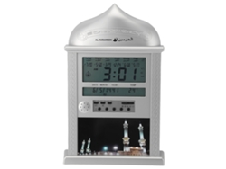 Reloj digital de mezquita Azan con calendario y alarma, plateado