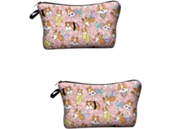 Neceser Portátil De 2 Piezas Con Estampado De Corgi, Impermeable Y Espacioso, Ideal Para Viajes.
