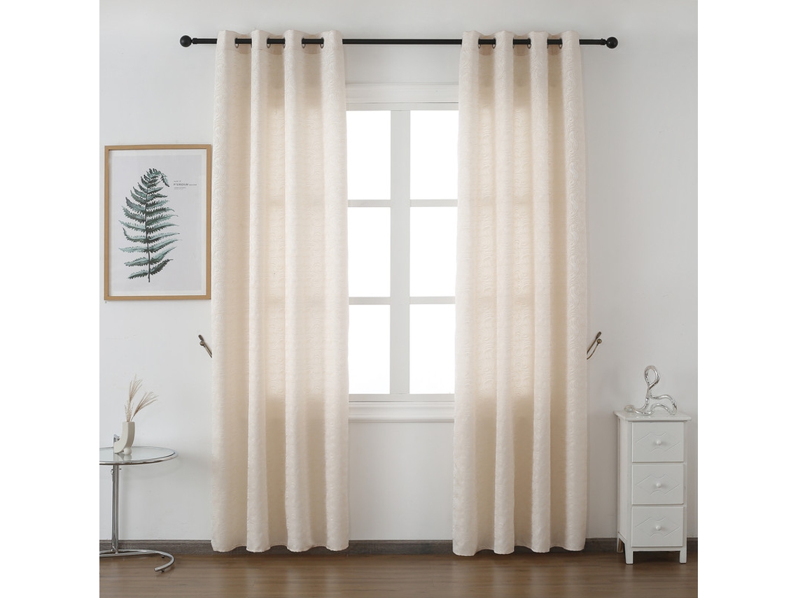 Cortina con estampado de rayas giratorias Beige 140 x 260 cm - Individual