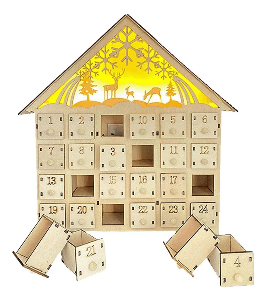 Nuevo calendario navideño LED de madera para el hogar, vayotoy