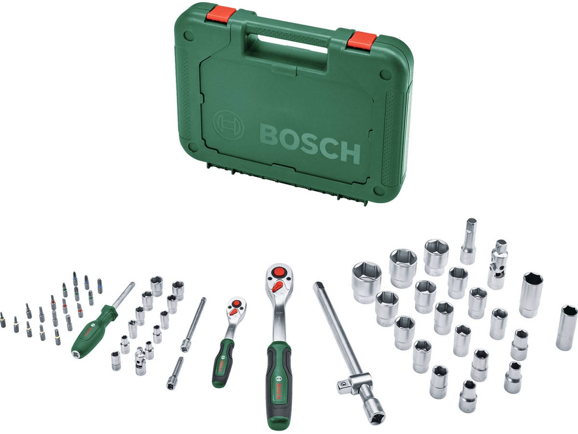Llaves de carraca Bosch de 1/4" y 1/2" (57 piezas)