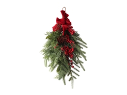 Guirnalda Artificial De Navidad Invertida Con Moño Y Frutos Rojos Para Decoración De Puerta Y Hogar