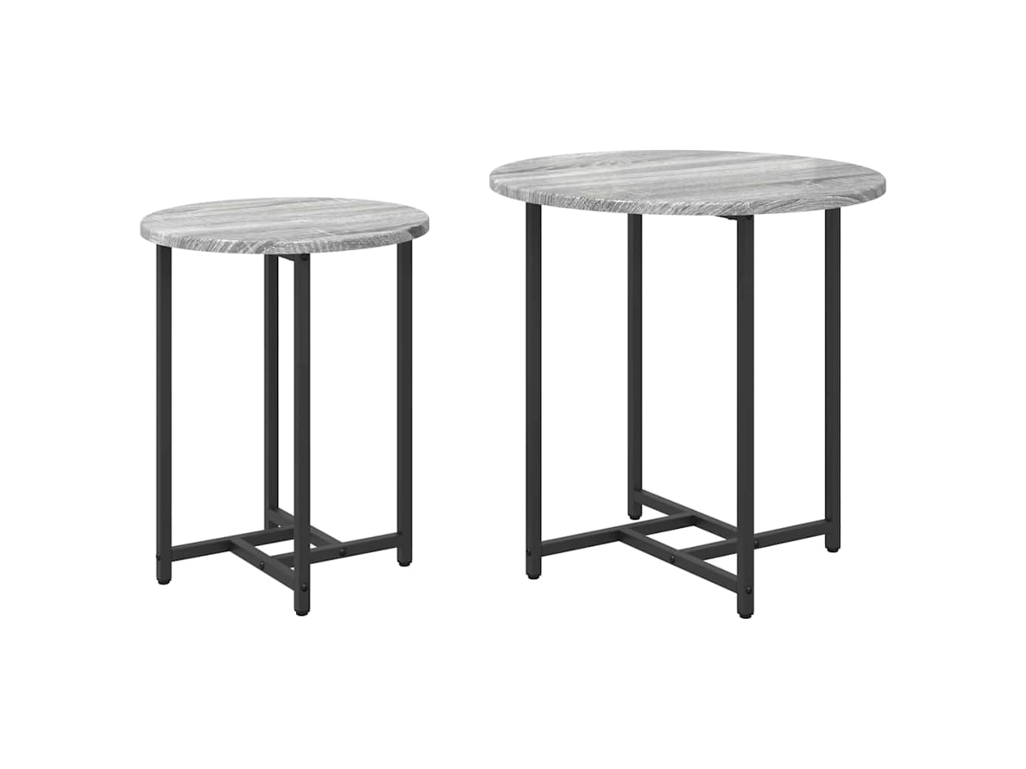 Maison Exclusive - Conjunto De Mesas Auxiliares 2 Pcs Sonoma Gris Y Negro