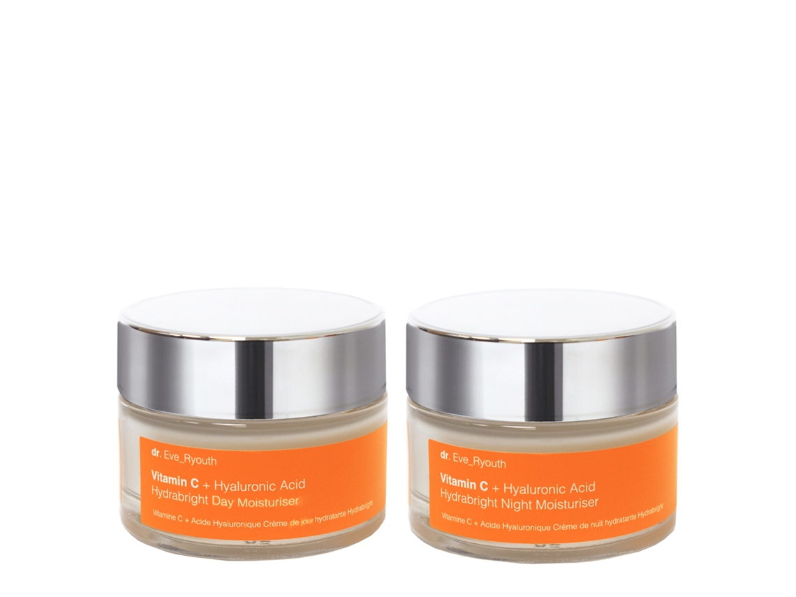 Crema hidratante de día con ácido hialurónico Hydrabright de vitamina C 50 ml y crema hidratante de noche con ácido hialurónico Hydrabright de vitamina C 50 ml Dr. Todos los jóvenes DR. EVE_RYOUTH