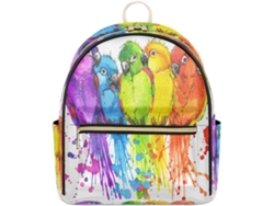 Mochila Cuero Tropicallife Para Mujer Niña Diseño Pájaros Acuarela Impermeable Resistente Duradero