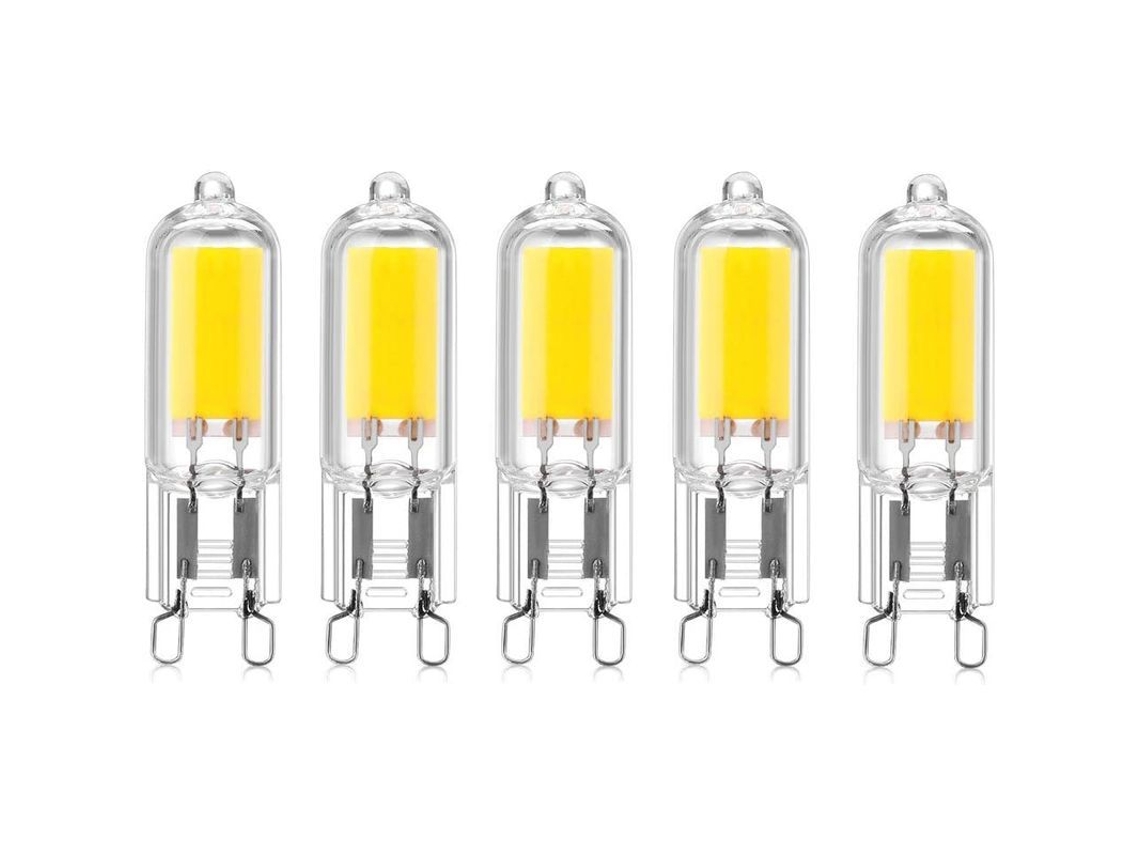 Paquete De 5 Bombillas Led G9 Cob De 2w 220v 200 Lúmenes 3000k Equivalente A Halógena De 10-20w