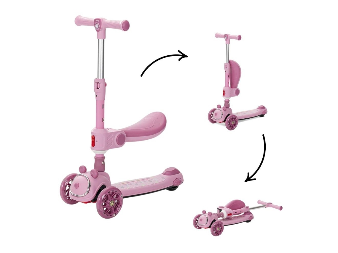 Patinete infantil rosa Lorelli Swiftie con asiento plegable y música