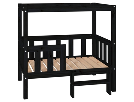 vidaXL Cama para perros madera maciza de pino negro 95,5x73,5x90 cm
