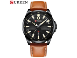 Reloj De Cuarzo Resistente Al Agua (marrón/negro), Correa De Cuero Delgada, Reloj De Negocios Elegante Para Hombre.