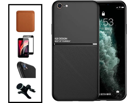 Kit Carcasa Magnética Anti Choque + Cartera + Protector de Pantalla iPhone SE 2022 G4M Negro