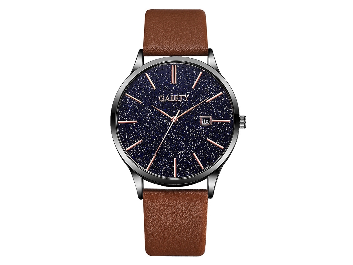 Reloj De Cuarzo Para Hombre Con Diseño De Cielo Estrellado Y Correa Sencilla De Piel Sintética.