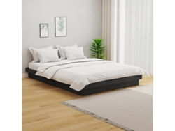 Estructura De Cama Sin Colchón Madera Maciza Gris 140x190 Cm