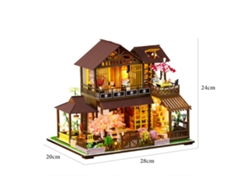 Kit De Casa De Muñecas Miniatura Para Armar Con Muebles, Luces Y Música, Regalo Para Niños, Casa De Muñecas De Madera Con Cubierta Antipolvo.