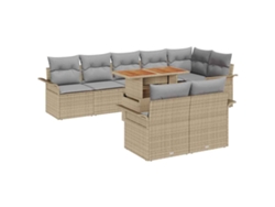 Maison Exclusive - Conjunto De Sofás De Jardín Con Cojín 9 Pcs Beige Y Gris Claro