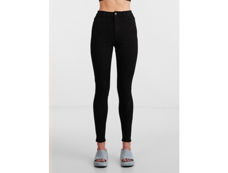 Calça PIECES Jeans Cintura Alta Dana Skinny Fit Bl102 Preto M / 32 Mulher