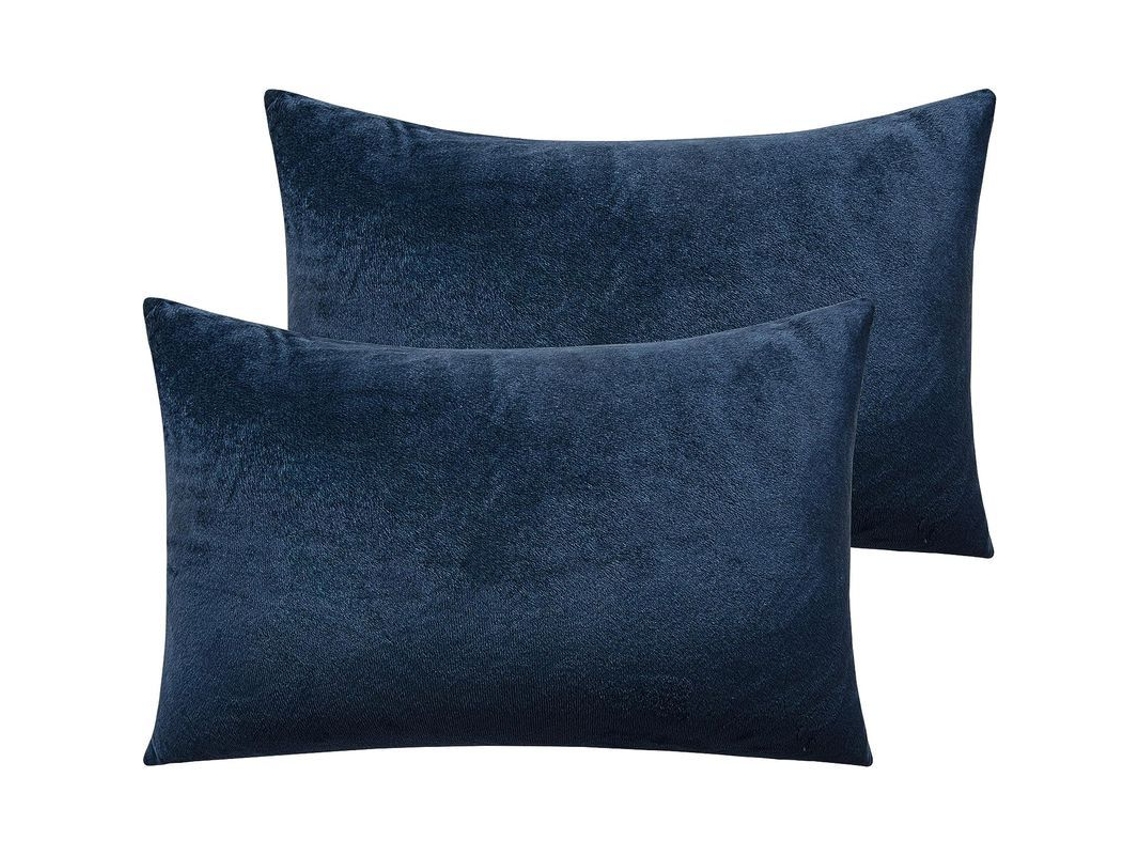 2 Fundas De Almohada Estándar De Terciopelo, Supersuaves Y Cómodas, 60x60 Cm, Azul Marino.
