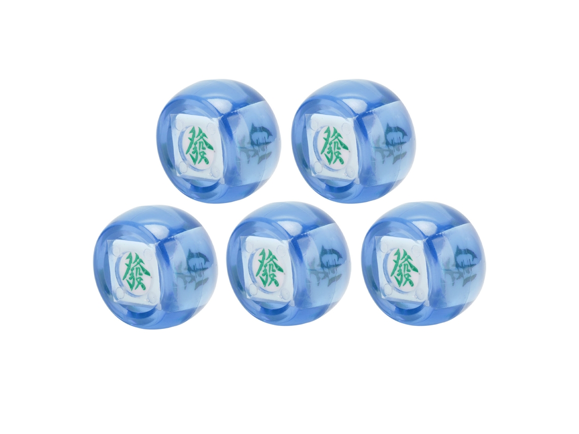 Dados de viento Mahjong, azul transparente, 5 piezas