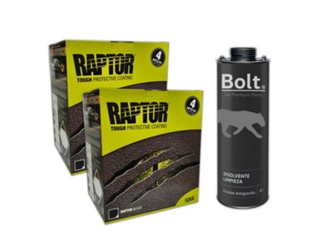 Conjunto 2 Pinturas + Disolvente Limpieza DISPIVAL Raptor 2K Kit Negro (4 L)
