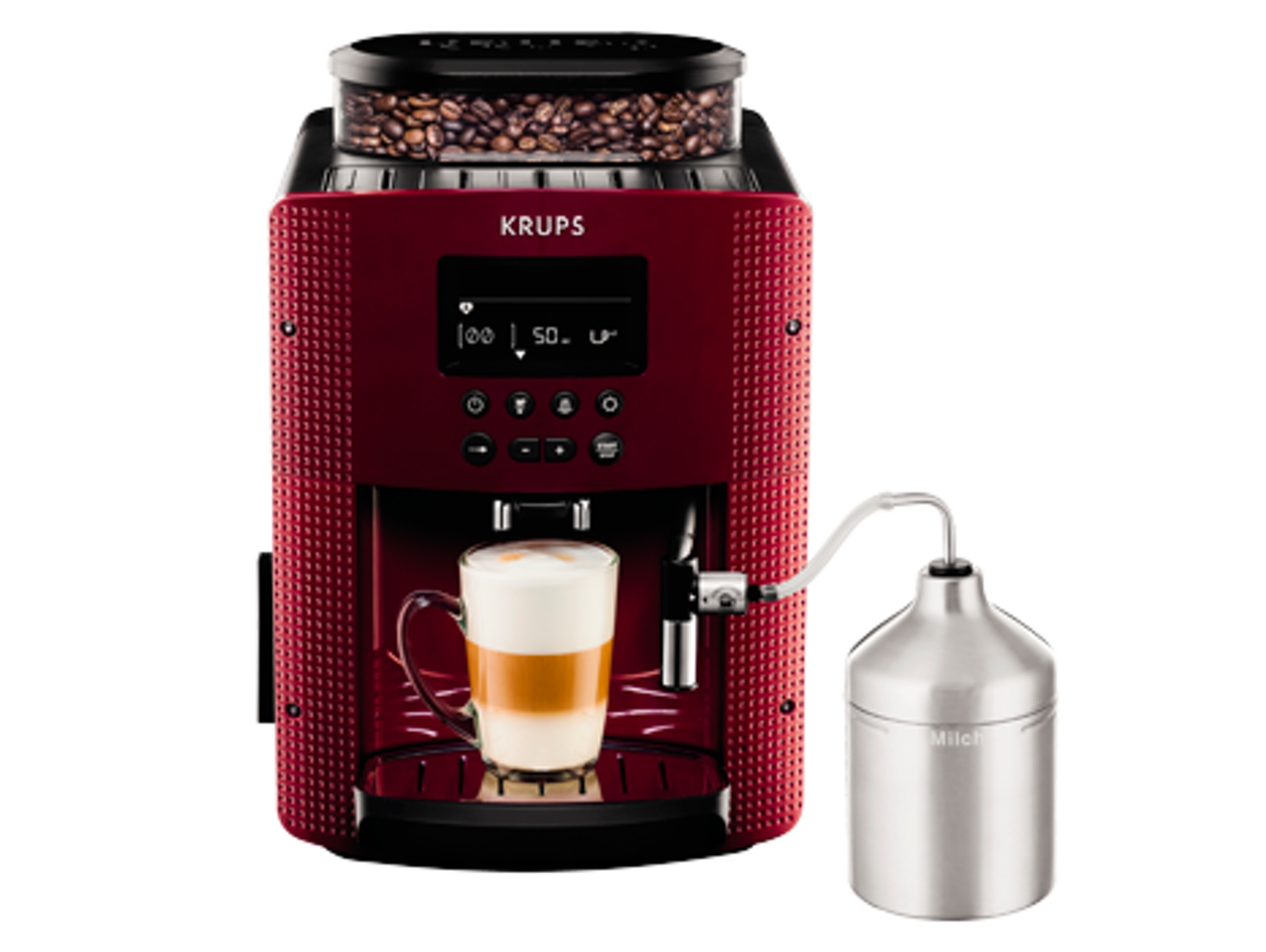 Cafetera KRUPS EA8165 rojo (15 bar - 3 Niveles de molienda)