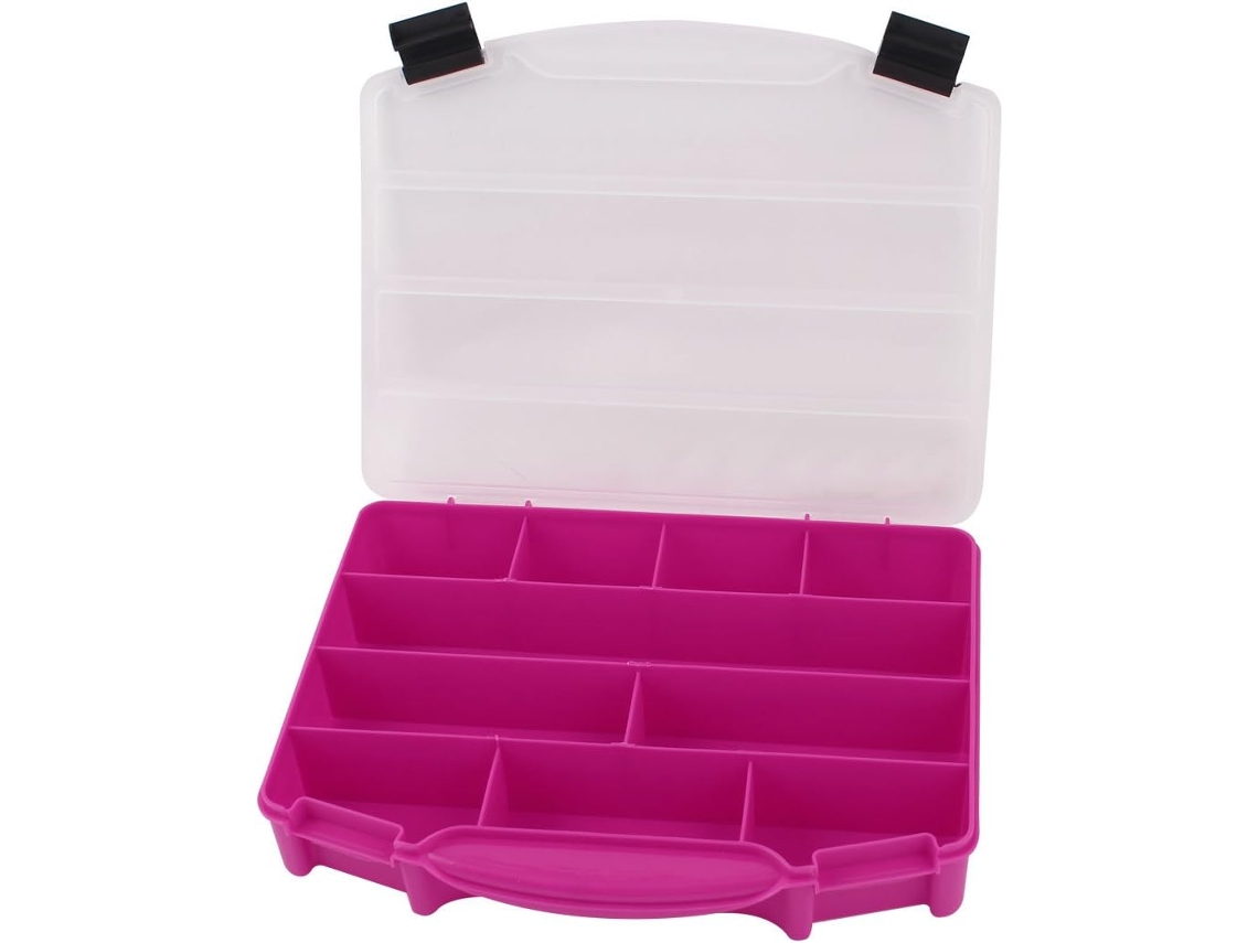 Caja Organizadora De Herramientas Y Componentes Electrónicos De Plástico Fucsia Con 10