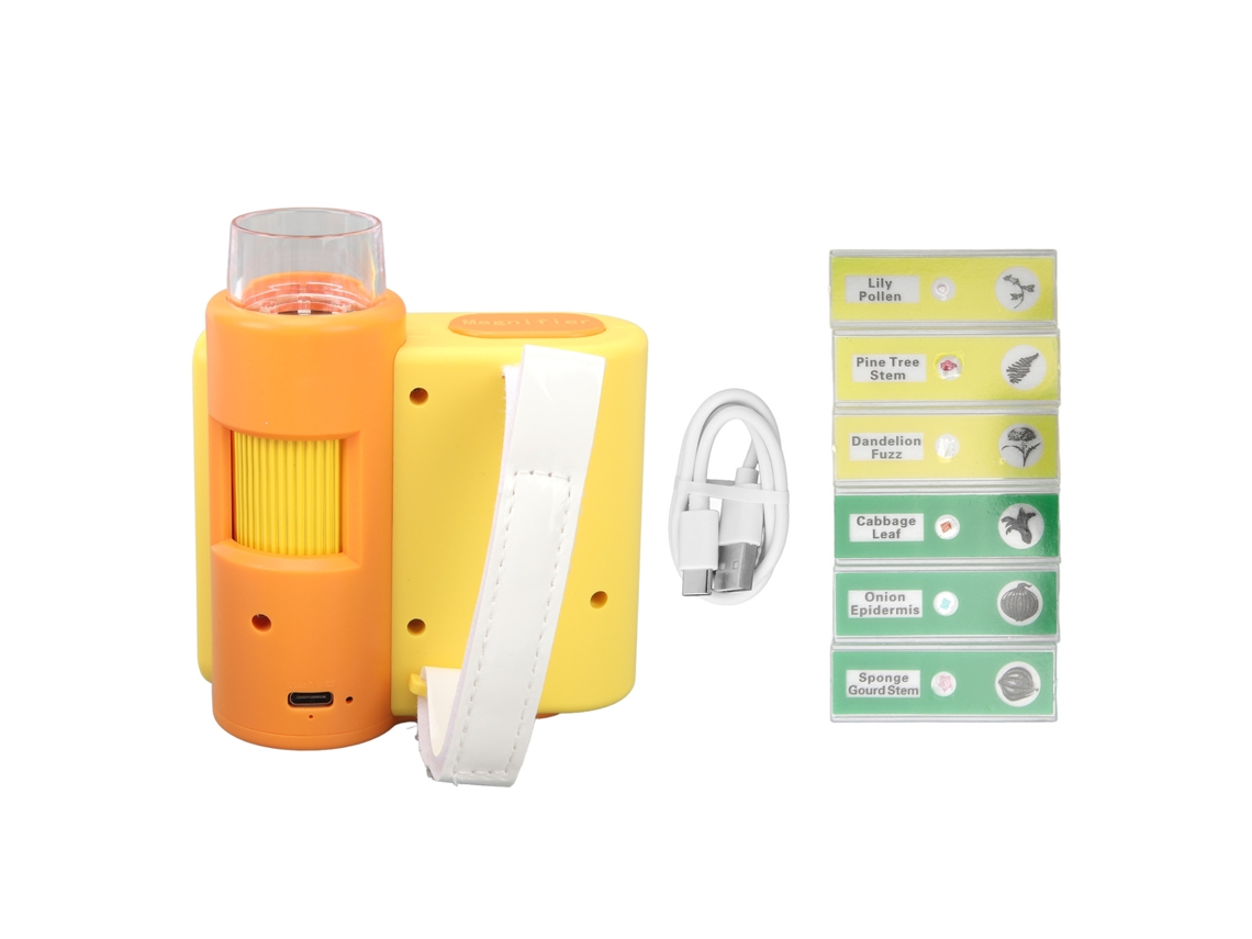 Microscopio Digital Para Niños 1000x Pantalla 2in Led Ajustable Cámara 1080p Móvil Amarillo