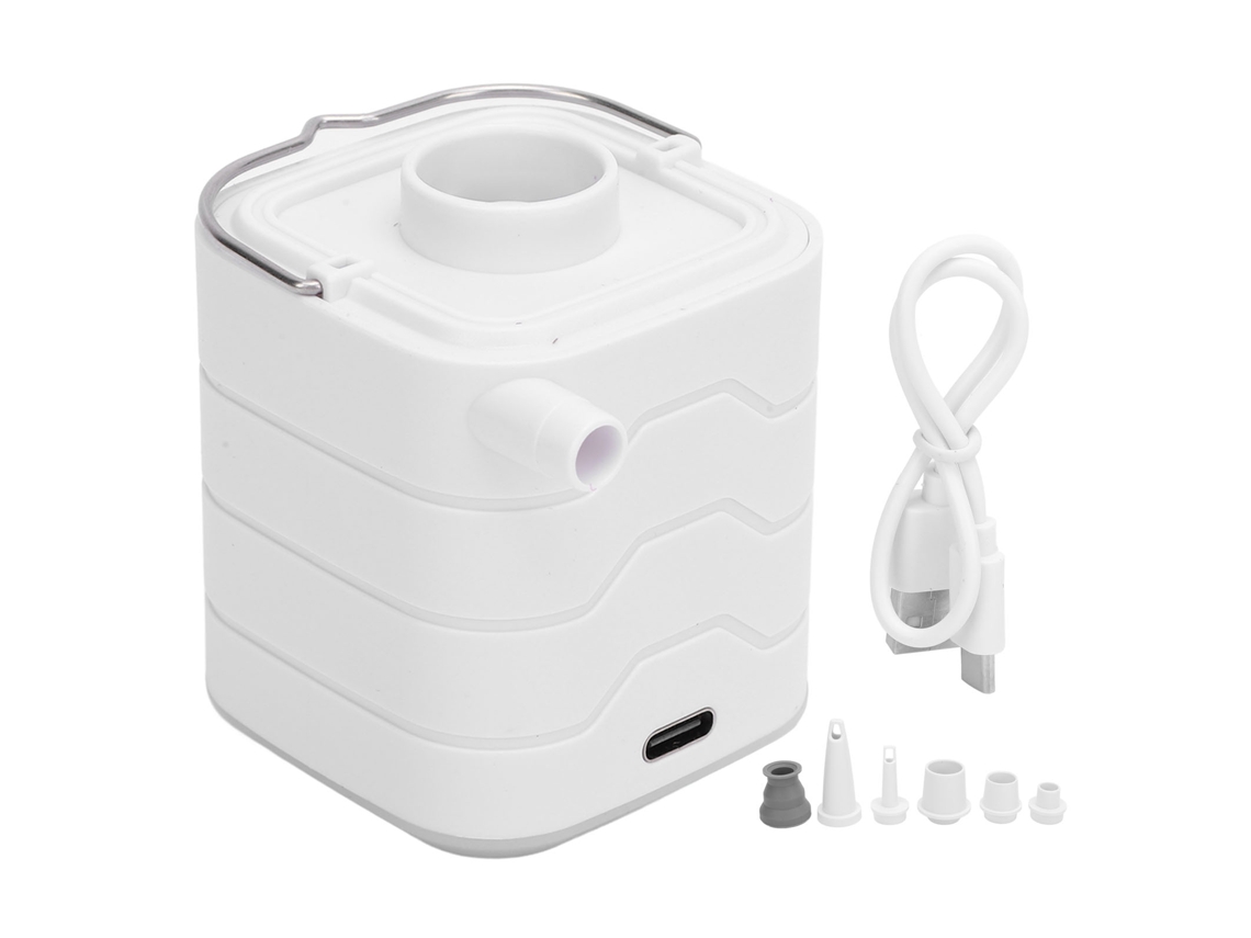 Bomba de aire LED pequeña con batería recargable de 1600 mAh, tipo C.