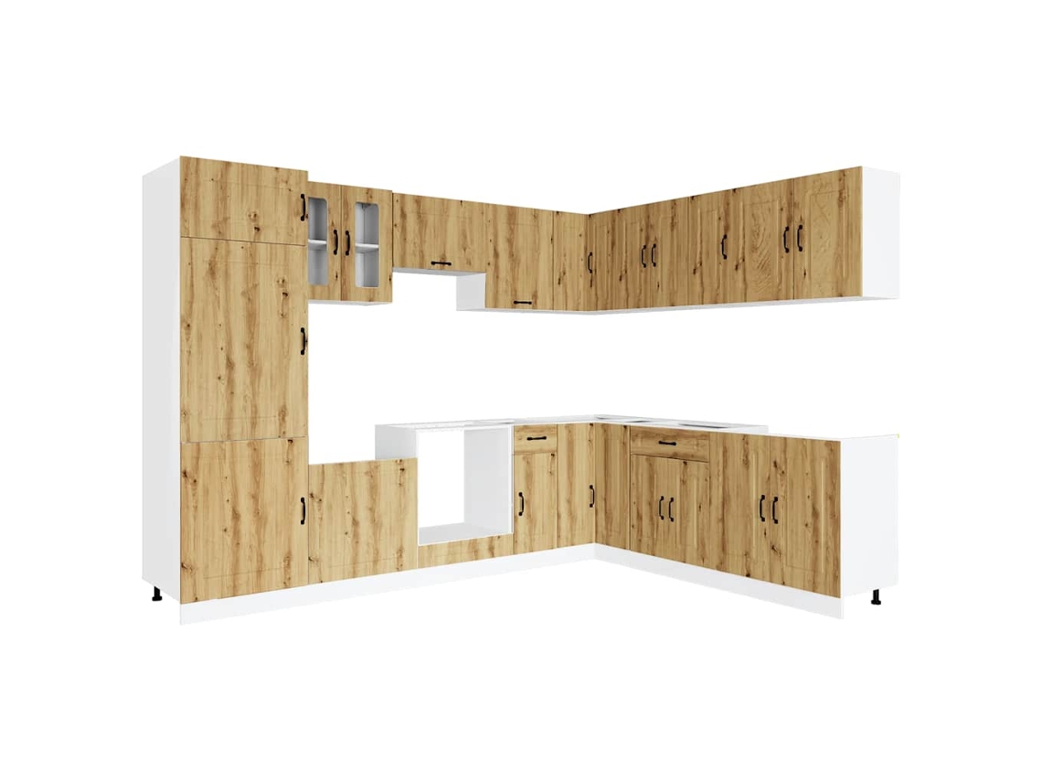 Maison Exclusive - Mueble De Cocina Kalmar 14 Piezas Artesanal Roble