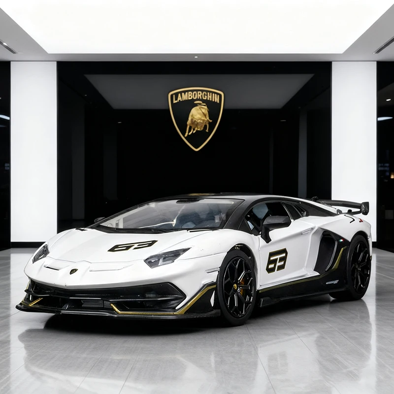 (blanco) Coche De Juguete A Escala 1:24, Fabricado En Aleación De Metal Fundido A Presión.