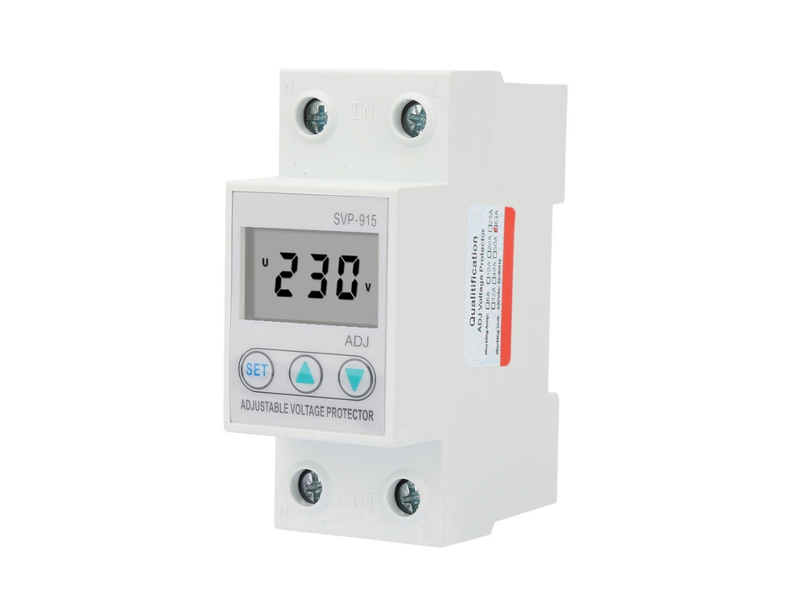 Protector De Voltaje Monofásico Ajustable Con Pantalla Lcd 230 Vca (63 A) Svp-915