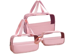2026-linjou 3 Bolsas De Toiletries Transparentes Para Mujer, Mochila De Maquillaje Viaje (rosa)