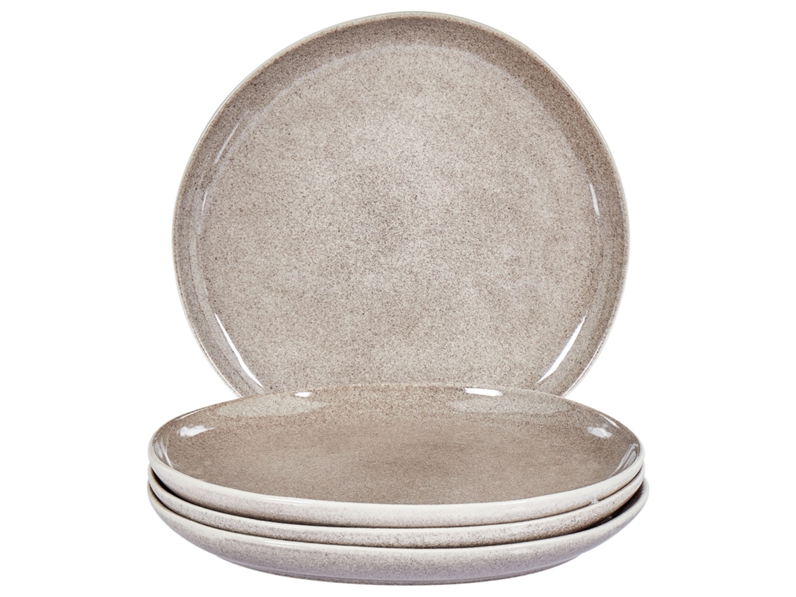Juego de 4 platos llanos Costmary en cerámica gris