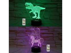 Luz nocturna 3D T-Rex y unicornio 3D Rosewell