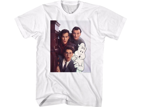 Camiseta Unisexo DEEPSTONE Egon Ray Peter Ghostbusters Blanco (L)