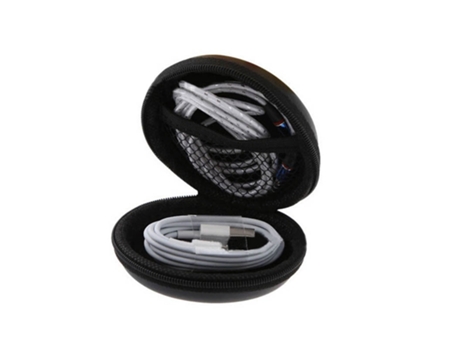 Estuche rígido redondo para auriculares [Negro]