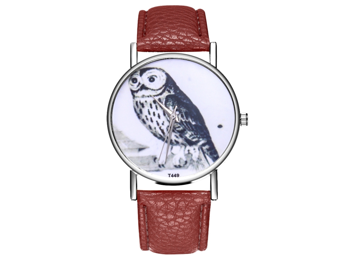 Reloj De Cuero Moda Para Mujer Y Hombre Dial Redondo Cuarzo Pulsera Café