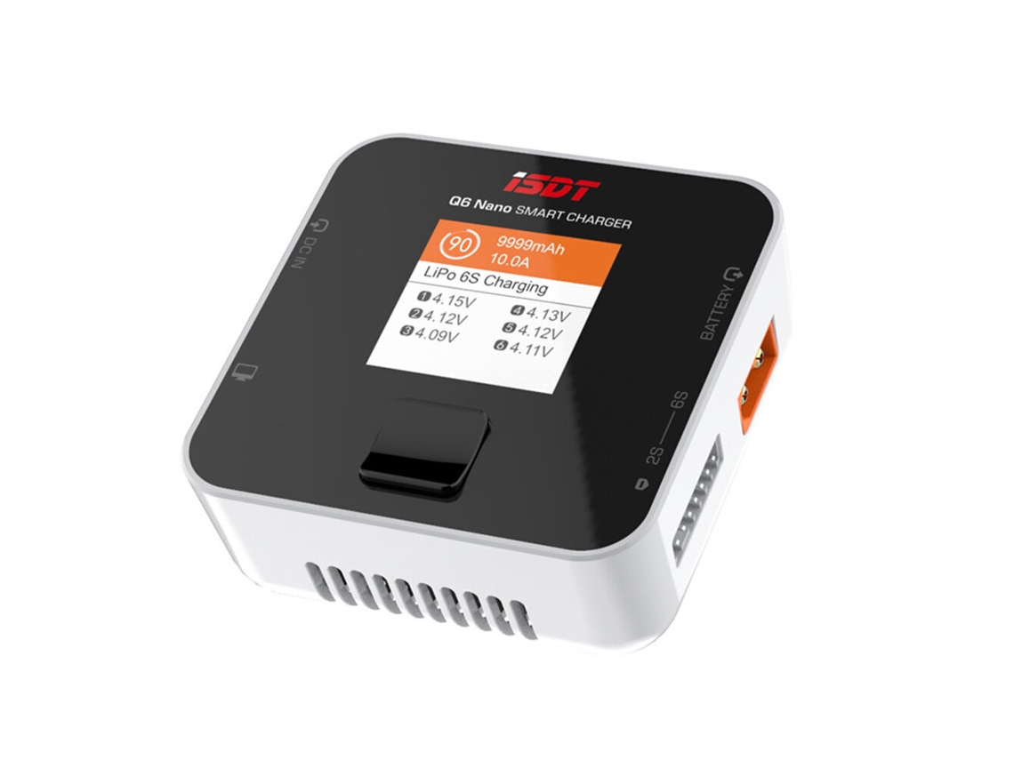 Cargador de batería de polímero de litio Isdt Q6 Nano Battgo de 200 W y 8 A, color blanco, con kit de herramientas y fuente de alimentación estadounidense