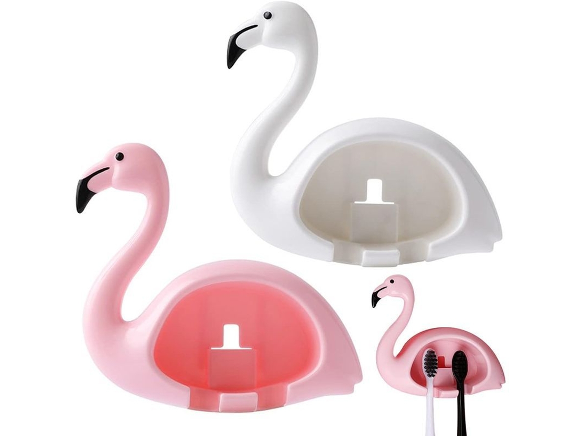 Soporte De Pared Antibacteriano Para Cepillos De Dientes Con Forma De Flamenco, 2 Unidades, Multifuncional.