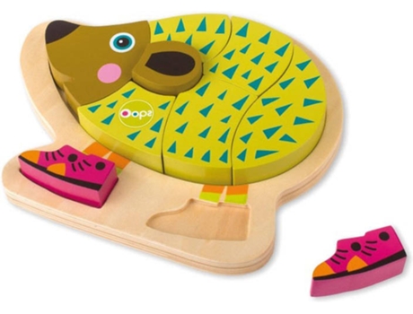 Juego Educativo OOPS Puzzle Madera 3D Erizo 9 Piezas (Edad Mínima: 12 Meses - 20,5 x 3,7 x 16,8 cm)