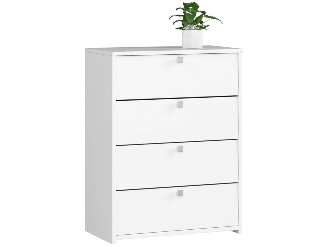 Zapatero Con 4 Compartimentos Akord Blanco 60 Cm 4 Puertas Basculantes Frente En Color Blanco 60x33x80 Cm